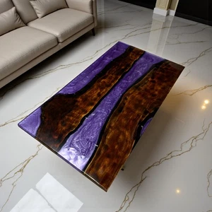 Purple Epoxy Resin Dining Table, River Sofa Table, Customizable Table Top Decor - Picture 1 of 9