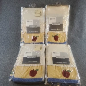4-VTG JCPenney Home Collection Apple Applique Tailored Valance 13"×60" Vanille - Picture 1 of 13