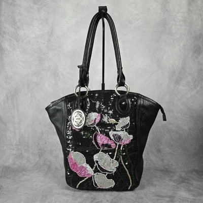 SHARIF Beaded & Sequined Leather/Floral Design Handbag - Read - Image 1 of 4