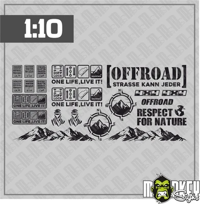 21 teil. RC Crawler Offroad & Drifter Aufkleber Set 1:10 Sticker Modellbau black - Bild 1 von 2