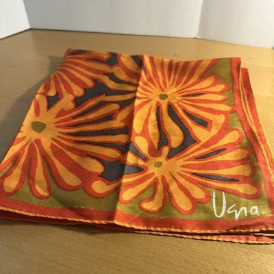 Vintage MCM Vera Neumann Handroll Silk Scarf Big Red Orange Flowers Floral Retro - Image 1 of 4