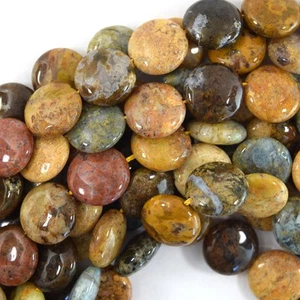 Cuentas de moneda de jaspe de océano natural de 16 mm hebra de 15,5" - Imagen 1 de 1