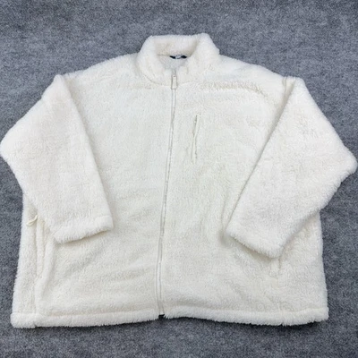 Lands' End Jacket Full Zip Pockets Luxe Faux Fur Fluffy Plush Fleece White 3X - Image 1 of 4