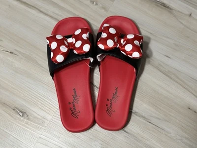 Disney Park Minnie Mouse Polka Dot Bow Red & Black Women Sandals Size 8 - Image 1 of 4