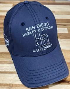 HARLEY-DAVIDSON San Diego HD California Navy Blue A-FLEX Hat OSFM Motorcycle - Picture 1 of 10