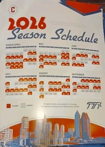 2026 Cleveland Guardians SCHEDULE POSTER Baseball MLB SGA - Picture 1 of 1
