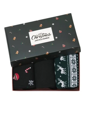 Jack & Jones Paquete de 3 Calcetines de Navidad Caja de Regalo - Acogedor Festivo Hasta la Pantorrilla Foto 1 de 4