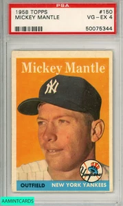 Topps Mickey Mantle #150 1958 PSA 4 en muy buen estado-excelente - Imagen 1 de 3