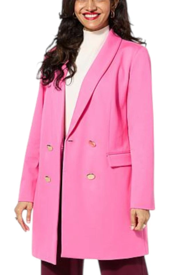 Blazer Colleen Lopez Mujer Doble Pecho Ponte Tejido Rosa Foto 1 de 1