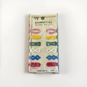 Tip Top TT One Piece Self Clasp Barrettes Card Of 12 #69190 Vintage NOS - Picture 1 of 2