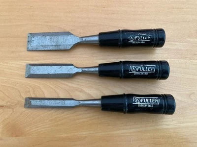 Nice Set of 3 Vintage Fuller Unbreakable Black Handle Chisels  - Image 1 of 2