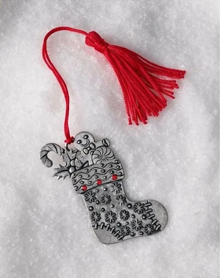 Avon Jolly Stocking 2025 Pewter Collectible Ornament Christmas Tree NEW BOXED