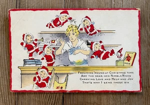 Vintage Postcard Ephemera Christmas Santa Claus Humor Holiday Babies - Picture 1 of 2