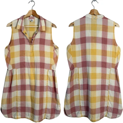 Mini Vestido Woolrich Algodón Orgánico Cuello Cuadros Para Mujer L Rojo Amarillo Exterior Foto 1 de 4