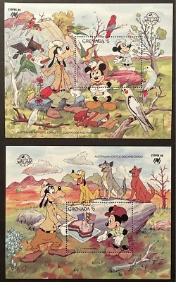 GRENADA DISNEY SYDPEX STAMPS 1988 MNH WILDLIFE IN AUSTRALIA DOGS PARROT COCKATOO - Image 1 of 3