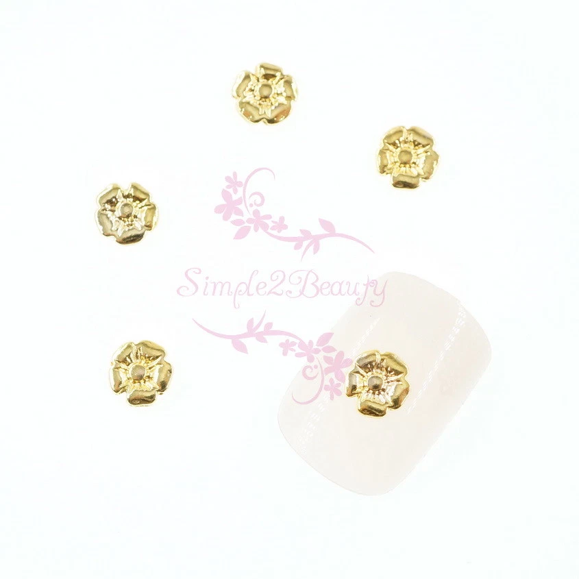 100 Flower Shape Alloy Charms Flatback Metal Decor 3D Nail Art Manicure Jewelry - Image 1 of 1