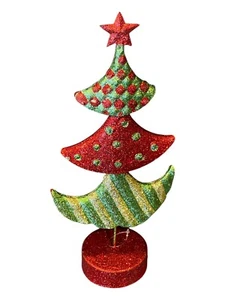 Metal Christmas Tree Glitter Star Excellent Used Condition 13”T x 5-1/2”L x 3”W - Picture 1 of 5