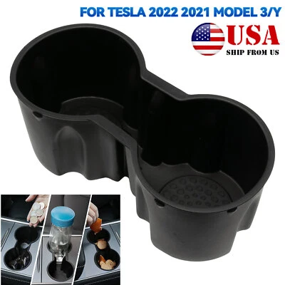 TPE Center Console Cup Holder Insert Custom Made for Tesla Model 3/Y 2021-23 - Изображение 1 из 4