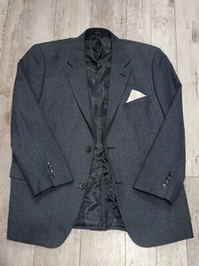 42S Men's Men's Club Room Houndstooth Blazer Dark Blue 2 Button Sport Coat - Picture 1 of 9