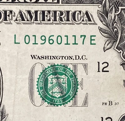 November 7, 1960 Birthday Note Fancy Serial Number $1 Dollar Bill - Image 1 of 4