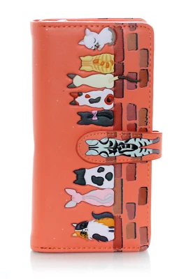 Faux Leather Wallet Large - Cats in a Row by Shagwear - Image 1 of 4