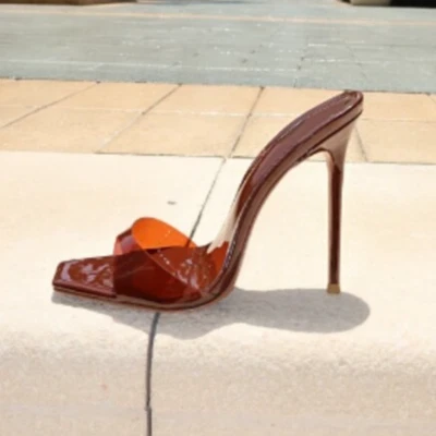 Мода женщин Sexy мулы поскользнуться на прозрачный высоких каблуках вечер вечеринки сандалии обувь - Изображение 1 из 4