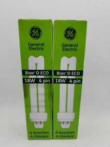 2 Pack Compact Fluorescent Lamp Tube 97598 GE F18DBX/827/ECO4P  18W 4 Pin CFL - Picture 1 of 6