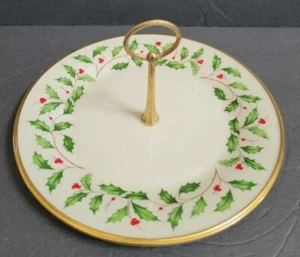 Lenox Holiday Dimension Serving Plate Tray Server Holly & Berry 10-3/4 UNUSED - Picture 1 of 3