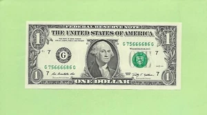 2009 ..UNCIRC $1  G 7566 6686 G  .... 2009  $1  G-G      QUAD/POKER   '6666-6' - Picture 1 of 2