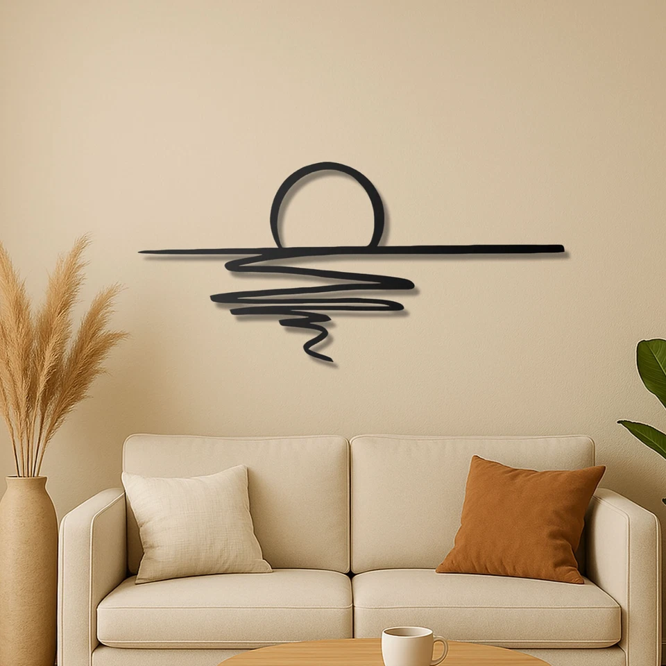 Arte de pared de metal amanecer, decoración del hogar, decoración de pared de sol, colgante de pared, arte de pared grande Foto 1 de 4