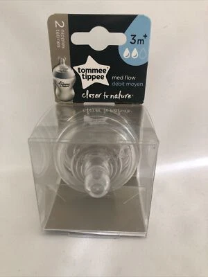 1 Paquete Tommee Tippee Closer 2 Botellas Naturales Pezón Flujo Medio 3+ Mos y 6 Meses Foto 1 de 3