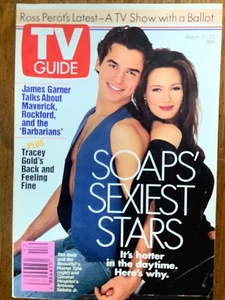 TV Guide March 20-26 1993 Hunter Tylo Antonio Sabato Jr. Sexiest Stars - Picture 1 of 1