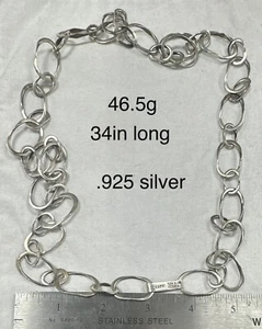Pulsera/Collar Vintage Taxco México Plata 925 Firmado Único Eslabón de Cadena 46.5 - Imagen 1 de 3