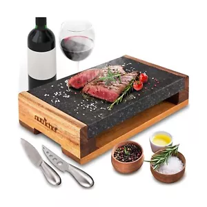 Nutrichef Cooking Stone Grill Set - Hot Lava Rock Sizzling Plate for Steak BB... - Picture 1 of 8