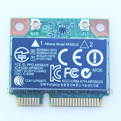 HP COMPAQ 655795-001 654825-001 ATHEROS AR5B225 BLUETOOTH BT WIRELESS WIFI CARD - Image 1 of 2