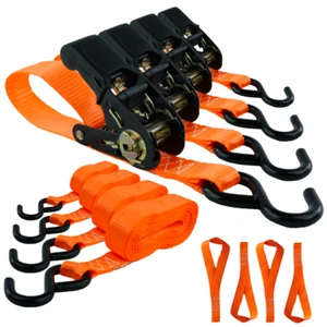 4er-Set Reißfeste Schlaufen-Zurrgurte 350kg/ 3m S-Haken & Ratsche extra robust - Bild 1 von 8
