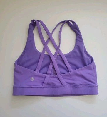 Sujetador Lululemon Energy para mujer talla 4 en púrpura con tiras soporte medio ropa deportiva  Foto 1 de 4