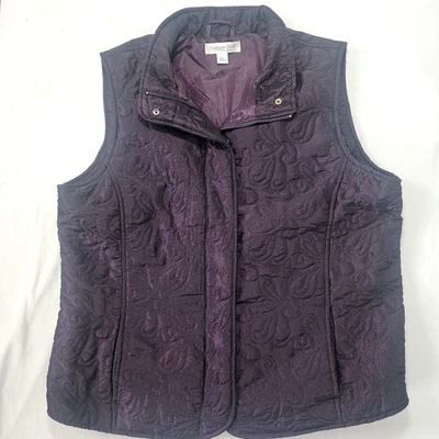 Chaleco Coldwater Creek Para Mujer Vintage Acolchado Púrpura Cremallera Frontal A Presión Talla GRANDE Foto 1 de 4