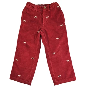 Boys Crewcuts Corduroy Pants J Crew Bird Dog Pointer Red Embroidered Sz 5 - Picture 1 of 5