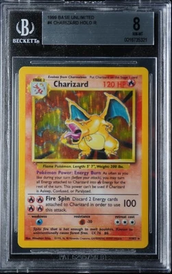 1999 POKEMON BASE SET UNLIMITED #4 CHARIZARD HOLO R BGS 8 - Image 1 of 2