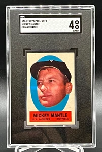 Mickey Mantle 1963 Topps despegable (parte posterior en blanco) SGC 4 - Imagen 1 de 5