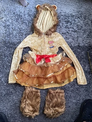 Niñas El Mago de Oz León Cobarde Vestido Completo Capucha, Cola, Calentadores de Piernas Foto 1 de 4