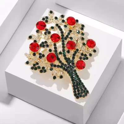Luxury Christmas Tree Brooch Pin-Crystal Rhinestone Christmas Holiday Gift Women - Image 1 of 4