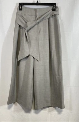 Club Monaco Gray Tie Waist Wide Leg Cropped Wool Blend Pants Women's Size 0 - Image 1 of 4