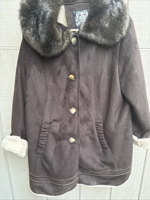Y2K Vintage ESPIRIT  Brown Sherpa Faux Fur Lined Collar Suede Jacket Size 2x - Image 1 of 4