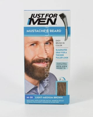 Just For Men Mustache & Beard Brush In Color Kit #M-30 LIGHT MEDIUM BROWN - Image 1 of 2