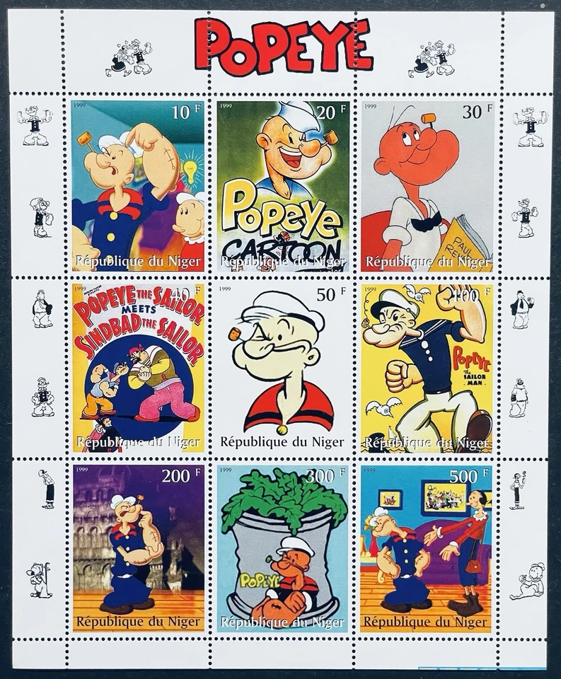 NIGER POPEYE THE SAILORMAN STAMPS SHEET MNH 1999 ANIMATED CARTOON CHARACTER - Image 1 of 1