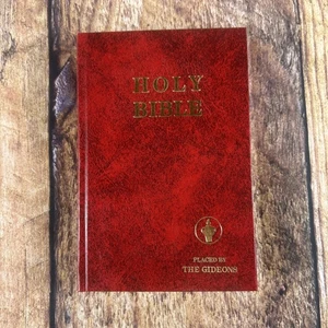 Holy Bible Placed By: The Gideons King James Version (KJV) Red ~ Hardcover - Picture 1 of 6