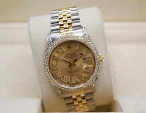 Rolex Datejust 36mm Custom Diamond Dial & Bezel/Lugs Two Tone Jubilee Band w.Box - Picture 1 of 8