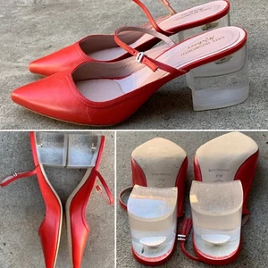 Kate Bosworth Matisse Lois Pointy Toe Mary Jane Pump Lucite Heel Mule Red 8 1/2 - Picture 1 of 12